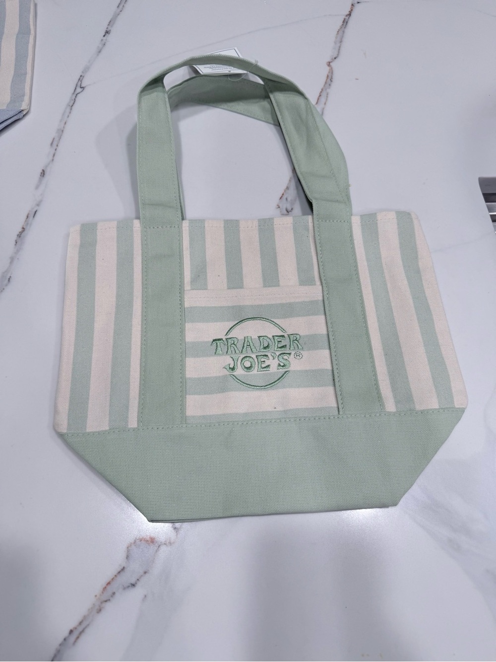 🥳 5 for $25 BUNDLE Viral Trader Joe’s Green Striped Canvas Bag